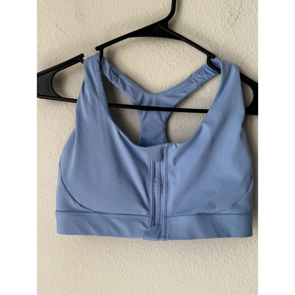 Avia Womens Zip Front Sports Bra Light Blue Racerback High Impact Size L 12-14